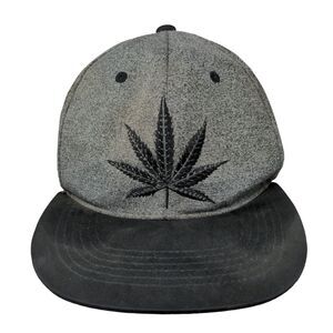 Marijuana Weed Logo Hat Cap Gray Black Embroidered 100% Polyester